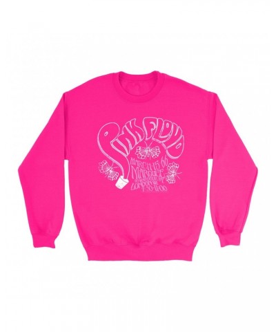 $13.63 Pink Floyd Bright Colored Sweatshirt | Marquee 1966 Concert Flyer Logo Distressed Sweatshirt Sweatshirts