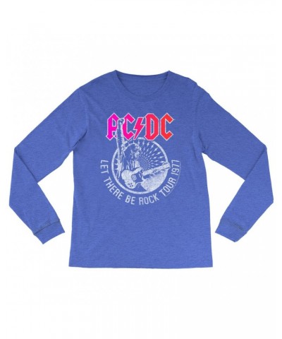 $14.08 AC/DC Heather Long Sleeve Shirt | Let There Be Rock Tour 1977 Silver Bling Design Shirt Shirts